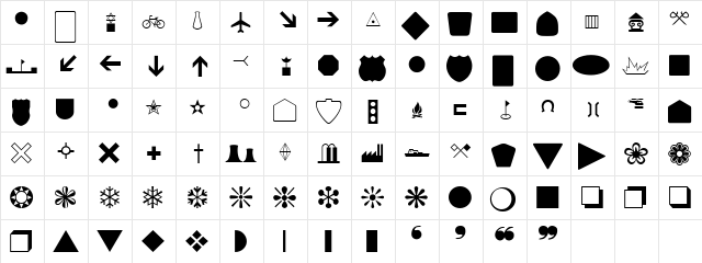 Dingthings Normal  glyph index