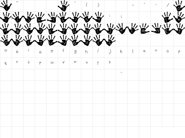 SBC Handprints Regular  glyph index