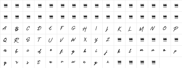 Beshiny Regular  glyph index