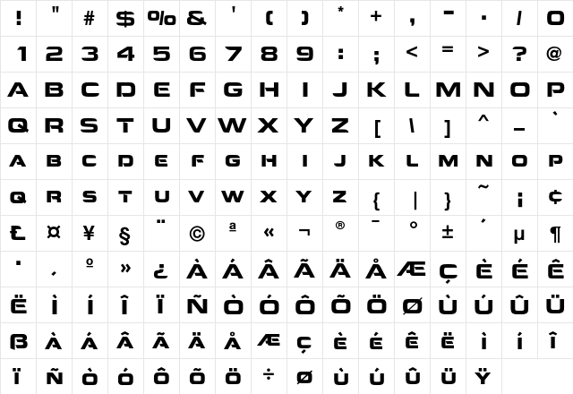 Corporate-Normal Regular  glyph index