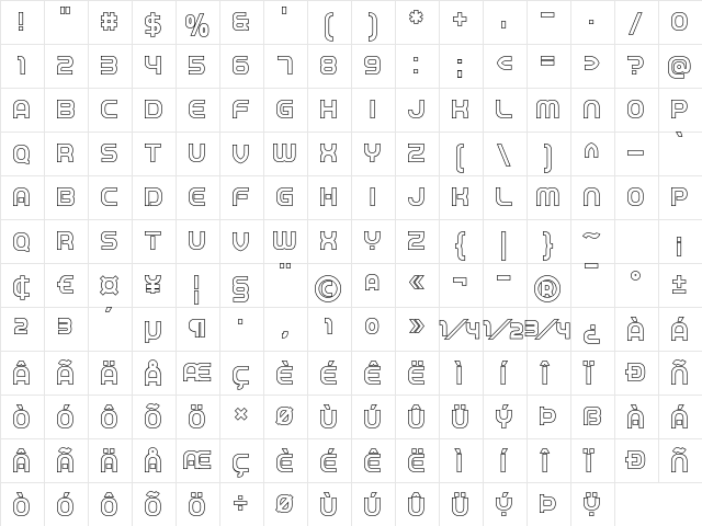 Game Played Outline Regular  glyph index