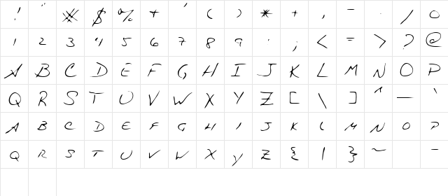 Swing Regular  glyph index
