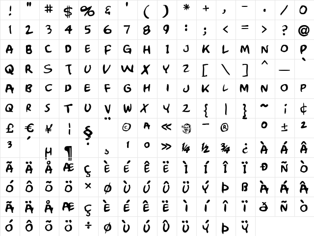 Crumb Regular  glyph index