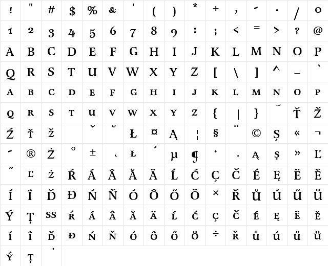 LatienneSCTEEMed Regular  glyph index