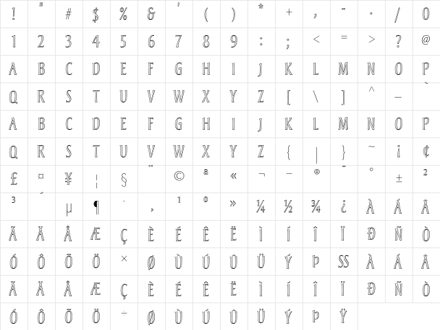 Andreas Roman  glyph index
