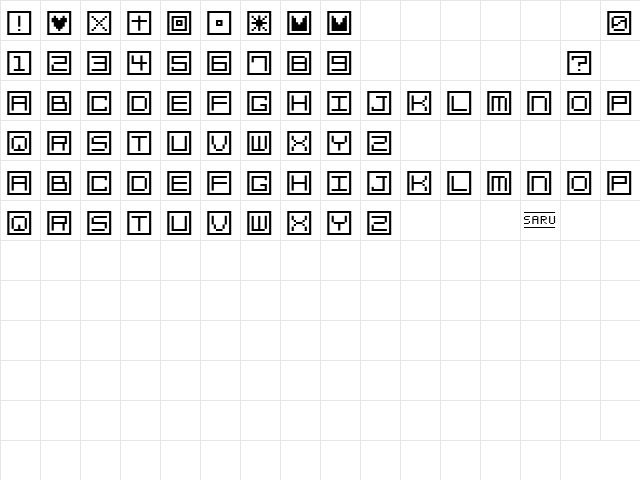 Bit Screen11 (sRB) Regular  glyph index