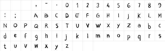 CF Crayons Regular  glyph index