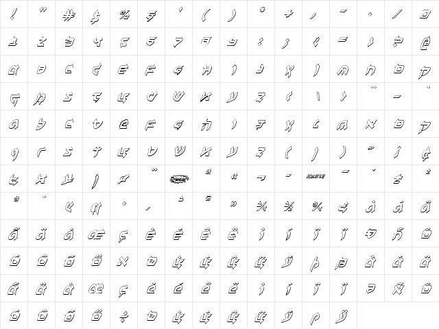 Ben-Zion 3D Italic Italic  glyph index