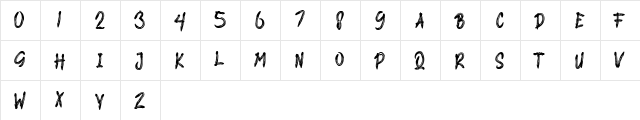 WUHAN BRUSH Regular  glyph index
