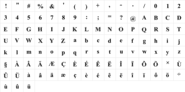 Dot Regular  glyph index