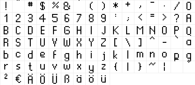 Aurora Extended Regular  glyph index