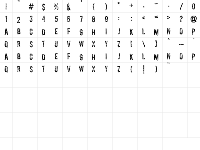 Palsu Regular  glyph index