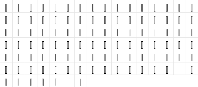 INT2OF5X1 Normal  glyph index