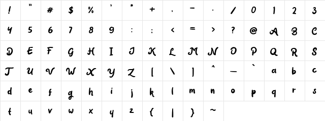 Claytonia DEMO Regular  glyph index