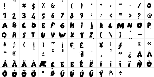 Kidy CapsBlack  glyph index