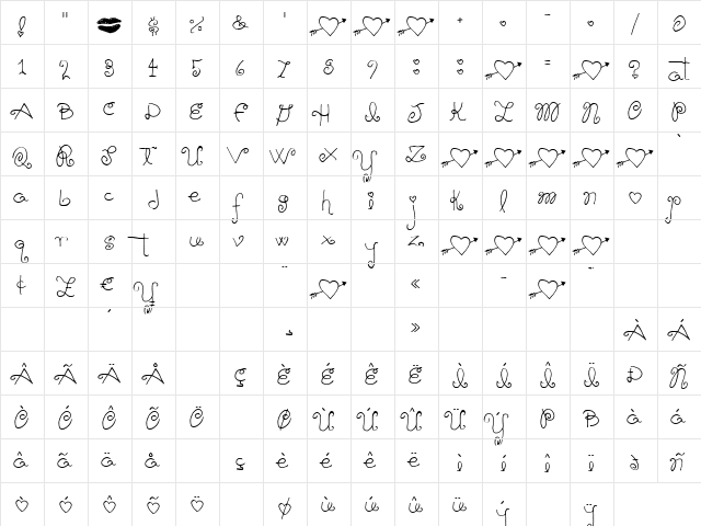Schnookums Regular  glyph index