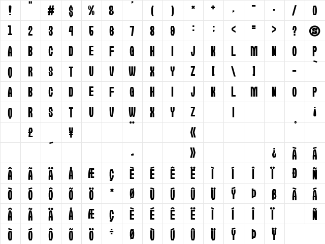 Kirie-Fu Regular  glyph index