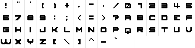 UFO-Linksite_13x11 Regular  glyph index