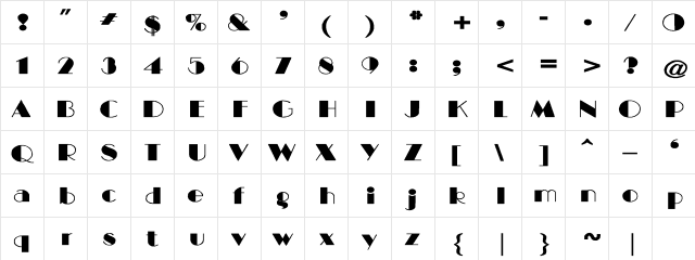 BIGCITY-Normal Wide Regular  glyph index