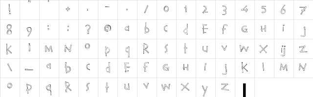 Calvin and Hobbes Outline  glyph index