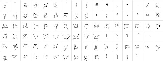 LD Piglet Regular  glyph index