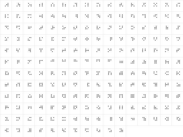 Weird Regular  glyph index