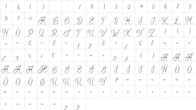 Sydnee Demo Regular  glyph index