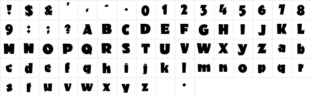 BongoFraktur Regular  glyph index