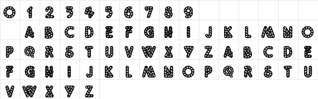 101! Peppermint Twist Regular  glyph index