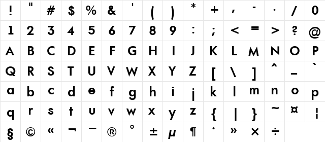 a_FuturaOrto Bold  glyph index