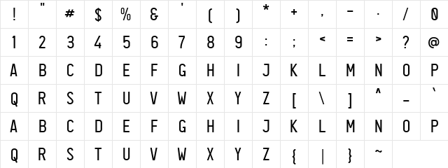 Plat Nomor Regular  glyph index