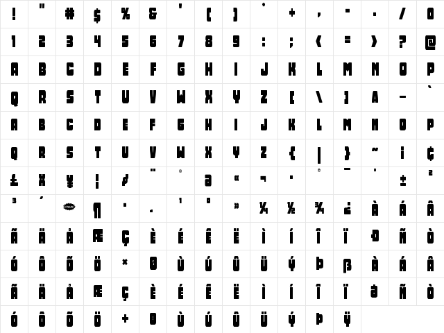 Opus Mundi Condensed Condensed  glyph index