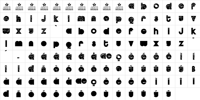 GARDEN BLACK PERSONAL USE Regular  glyph index
