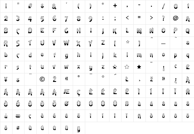 ArtSans Regular  glyph index