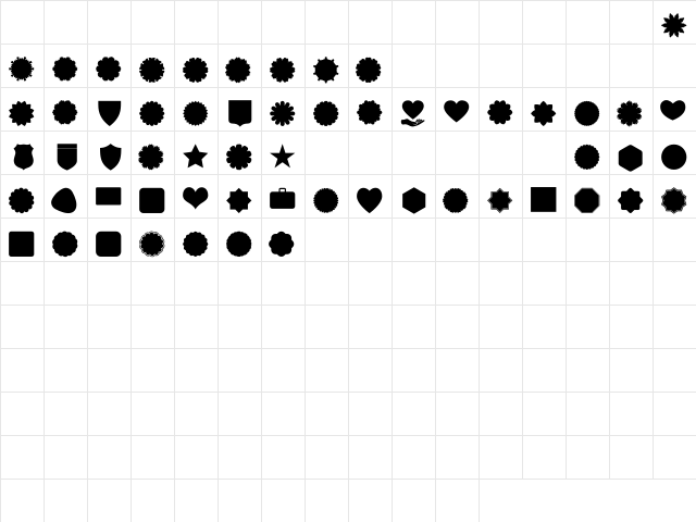 Font Shapes 2019 Regular  glyph index