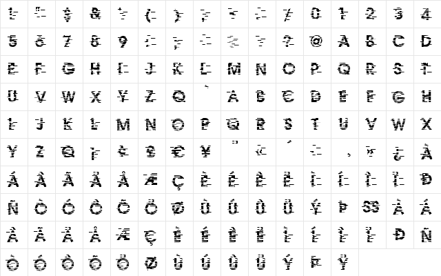 IxatSE Regular  glyph index