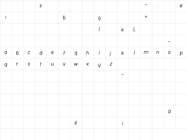 Fashionism Italic  glyph index