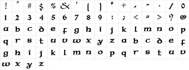 Deco Caps Regular  glyph index