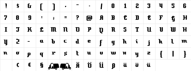Pellegrini Regular  glyph index