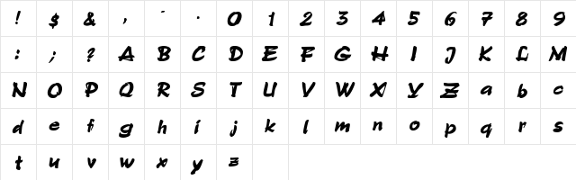 BuckeyeSSK BoldItalic  glyph index