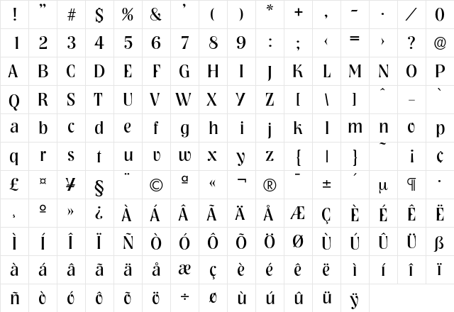 Nashville-Regular Regular  glyph index