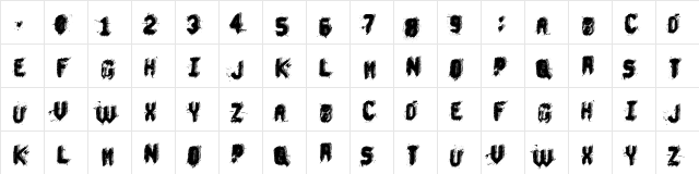 Under the bed Regular  glyph index