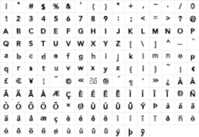 Distro Vinyl Regular  glyph index