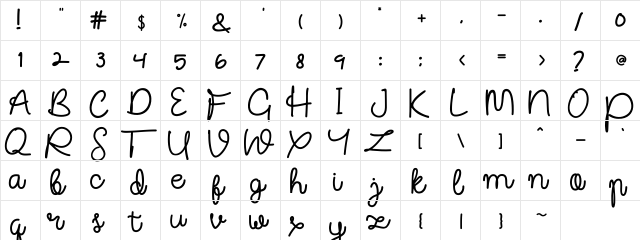 Sellia Regular  glyph index