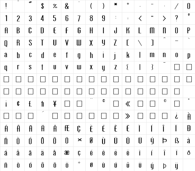 FZ BASIC 49 EX Normal  glyph index