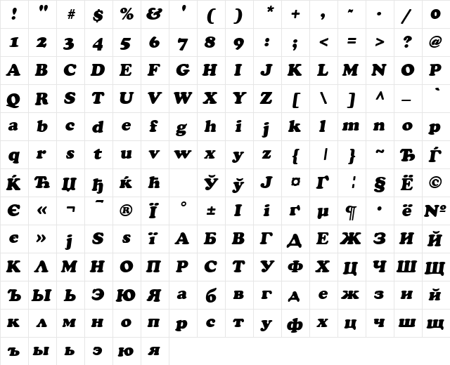 AGCrownStyle Oblique  glyph index