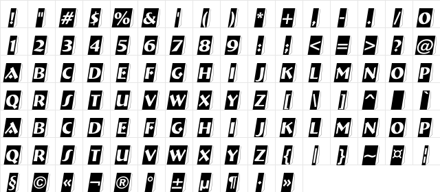 a_BremenCm3D Regular  glyph index