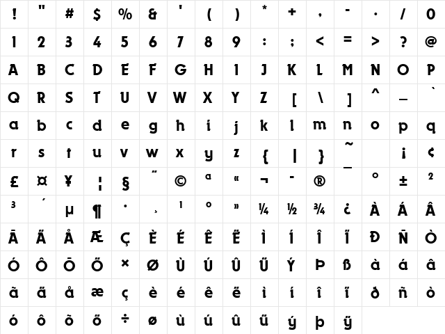 URWDyanaDMed Regular  glyph index