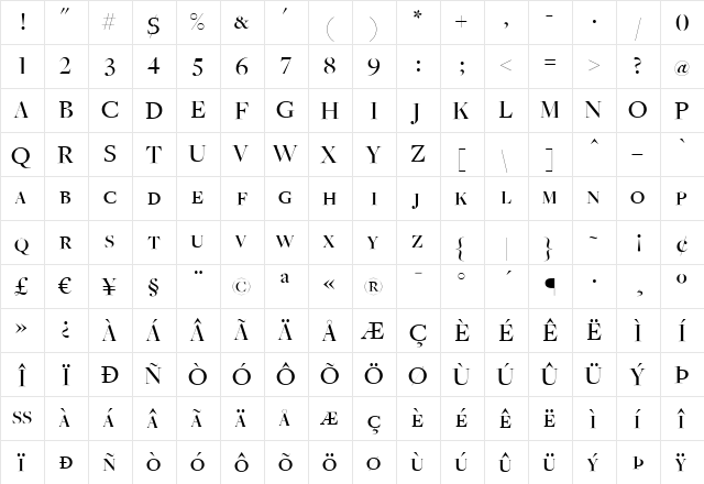 FreightBigMediumSC Regular  glyph index