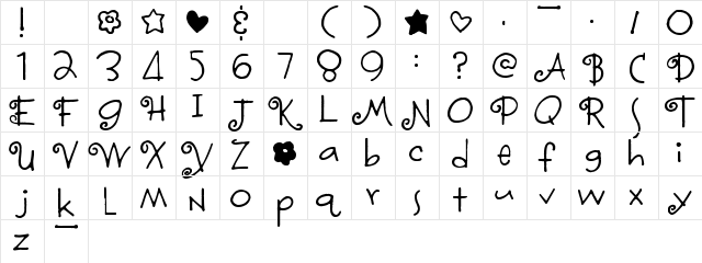 Fontmoochers Regular  glyph index